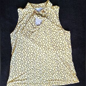 Liz Claiborne Sleeveless Blouse Yellow Black White